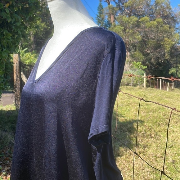Xcvi Blue Satin Vneck Short Sleeve Tee M - Picture 3 of 10